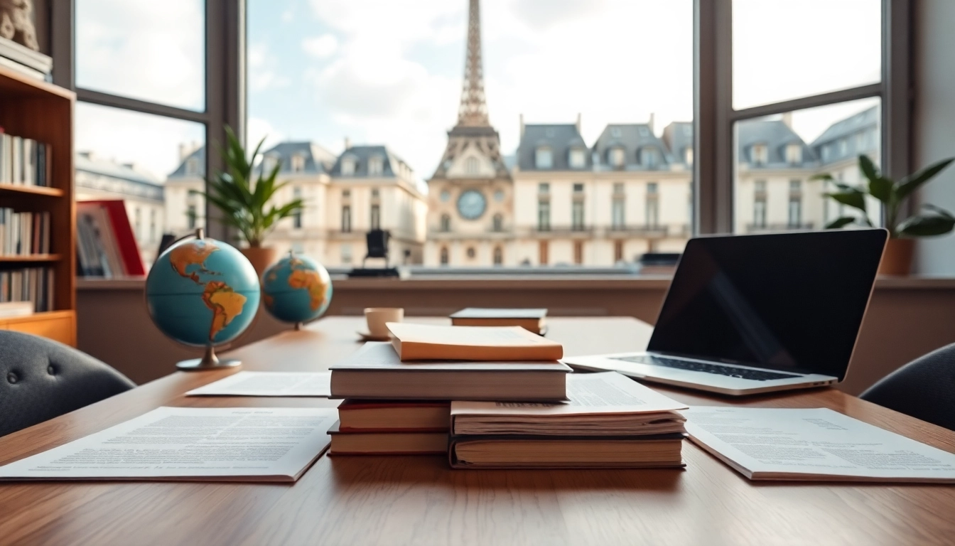 Bureau professionnel d’un traducteur assermenté à Paris, présentant des services de traduction fiables.