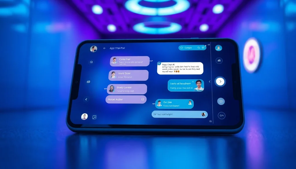 Interactive futuristic chat interface showcasing spicy chat ai technology on modern devices.