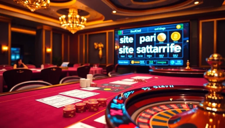 Engaged players enjoying the excitement of site paris sportif retrait instantané at an elegant casino atmosphere.
