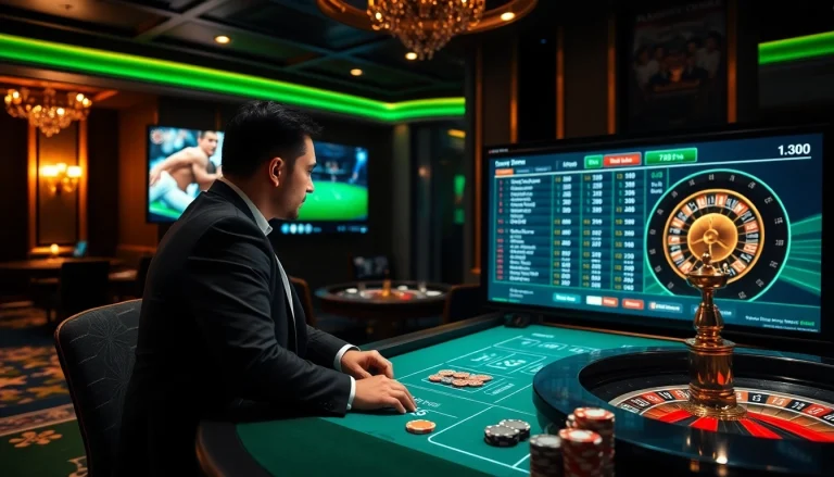 Thrilling sports betting at a site paris sportif retrait instantané showcasing instant payout excitement with poker chips and betting interface.