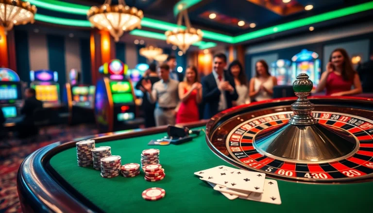 Place your bets at https://ev88vip1.cn.com/ in an exciting casino atmosphere with roulette wheel and poker chips.