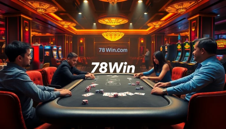Experience the thrill of gameplay at 78Win Com with colorful poker chips and exciting casino action.