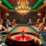 Experience the excitement of gambling at 33win with vibrant tables, roulette wheels, and engaged players.