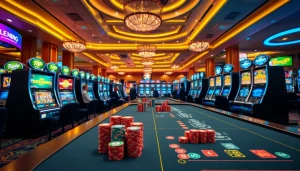 Experience the excitement of 789P casino gaming with vibrant slot machines and professional dealers.