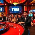 TT88 players enjoying an engaging online casino experience with vibrant games and luxurious atmosphere