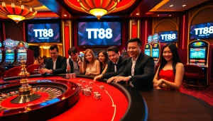 TT88 players enjoying an engaging online casino experience with vibrant games and luxurious atmosphere