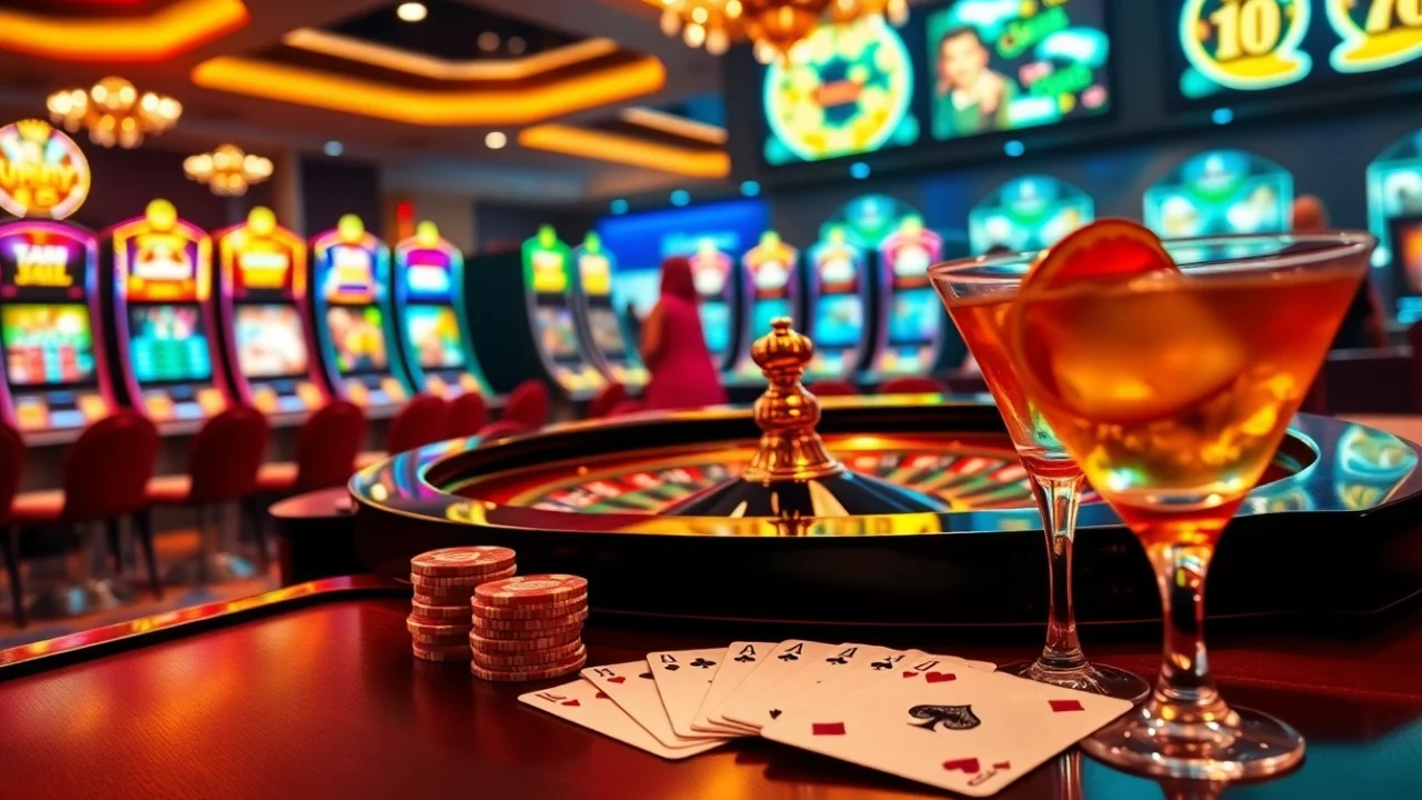 Experience the thrill of 包网 with a luxurious casino scene filled with roulette, slot machines, and cards.