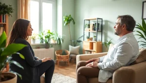 Rétablissement avec un thérapeute pendant une séance de réhabilitation dans un bureau apaisant.